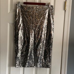 Silver sequin pencil skirt